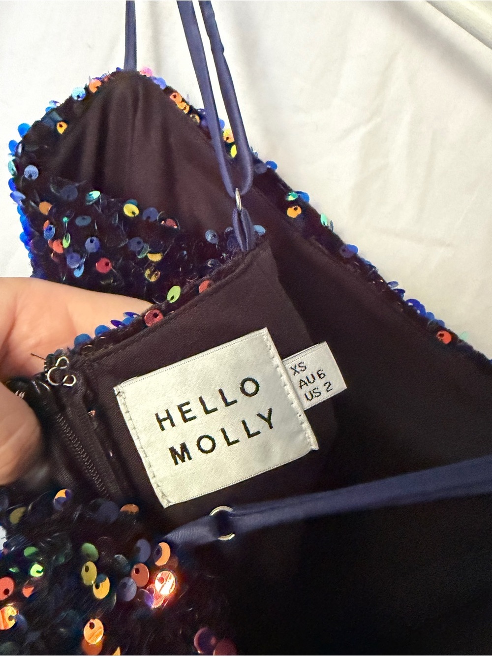 Hello Molly Multi-Color Sequin Mini Dress Sparkly Spaghetti Strap Party Size XS - Picture 7 of 15